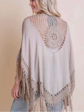 Boho Crochet Fringe Kimono